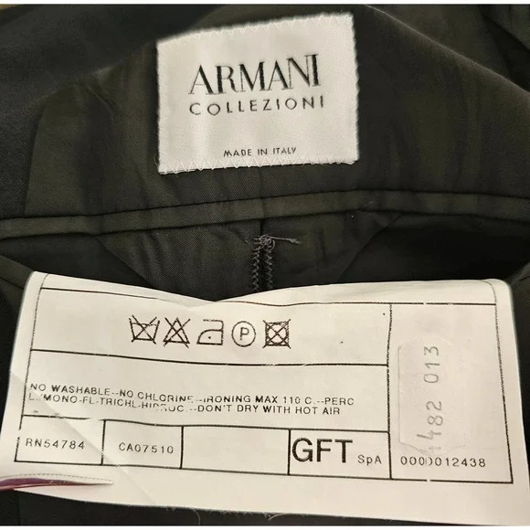 ARMANI COLLEZIONI Vintage Men's Black Wool Single-Breasted Button Blazer Sz 44R - Picture 5 of 11
